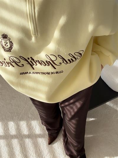 Baskı Detaylı Sweatshirt Oversize Sarı