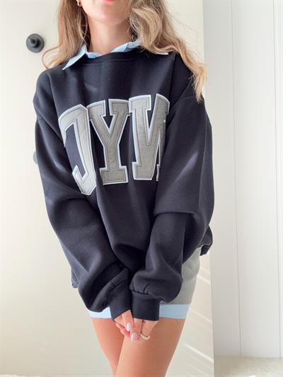 Baskılı Sweat Gömlek Yaka Detaylı NYC