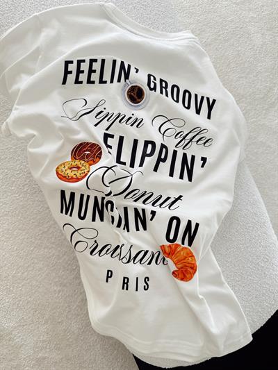 Baskılı Tshirt Oversize Ekru PARIS 