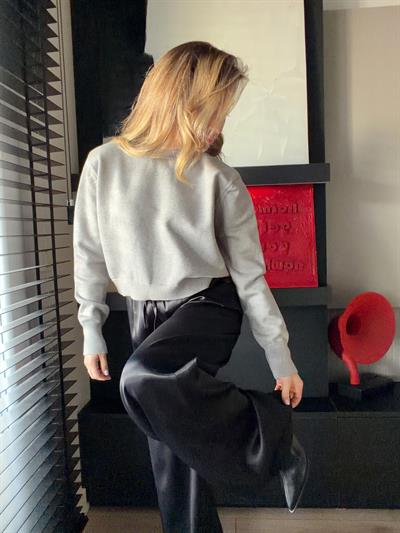 Beli Lastikli Saten Pantolon Siyah