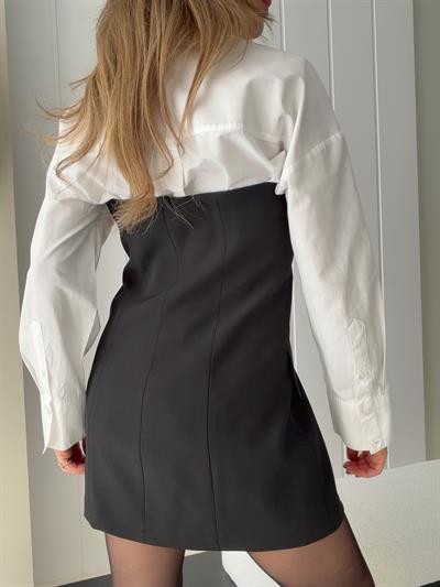 Blazer Halter Yaka Mini Elbise Siyah