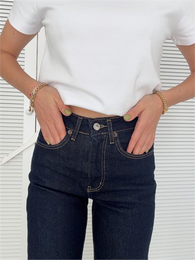 Boyfriend Denim Pantolon Lacivert