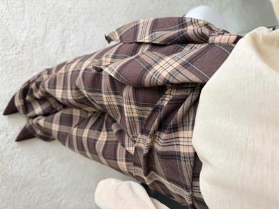 Ekose Desen Fular Detaylı Geniş Paça Pantolon Kahverengi