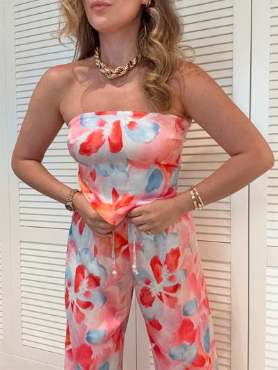 Floral Desenli Pantolon Pembe