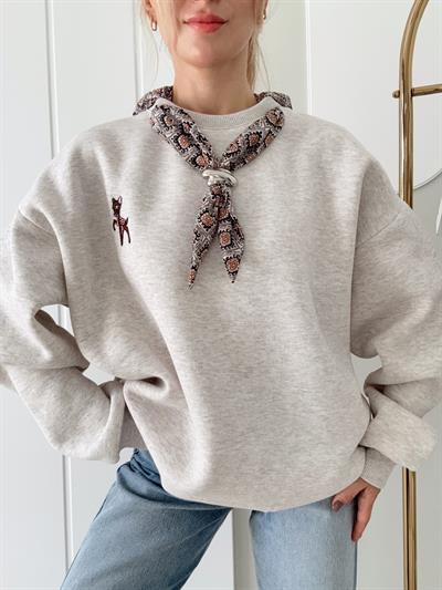 Fularlı Sweatshirt Ceylan Baskılı 