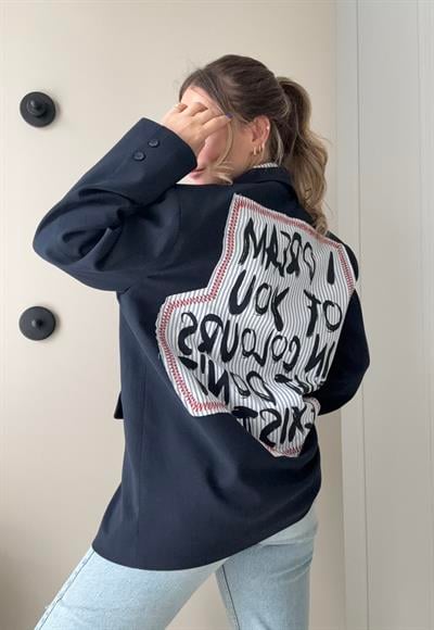 Gömlek Birleşik Oversize Blazer Ceket Lacivert 