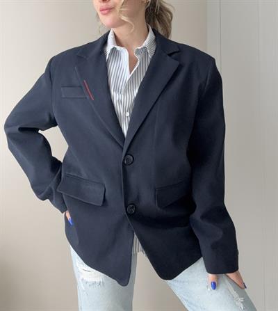Gömlek Birleşik Oversize Blazer Ceket Lacivert 