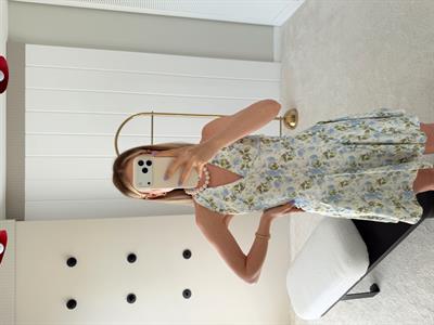 Halter Yaka Mini Elbise Mavi