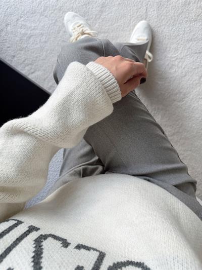 Havuç Kalıp Kemerli Pantolon Füme 