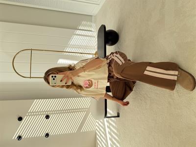 Kargo Pantolon ve Oversize Crop T-shirt Pembe Kahve