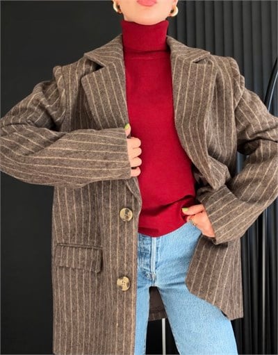 Kaşe Kumaş Oversize Blazer Ceket 