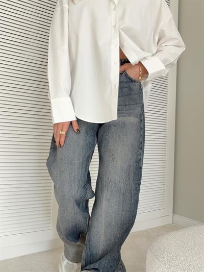 Katlı Paça Detaylı Jean Pantolon