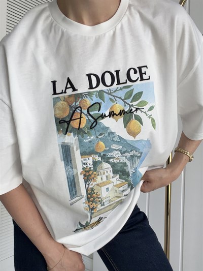 Oversize Tshirt Ekru LA DOLCE