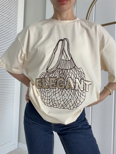 Oversize Tshirt Krem ELEGANT