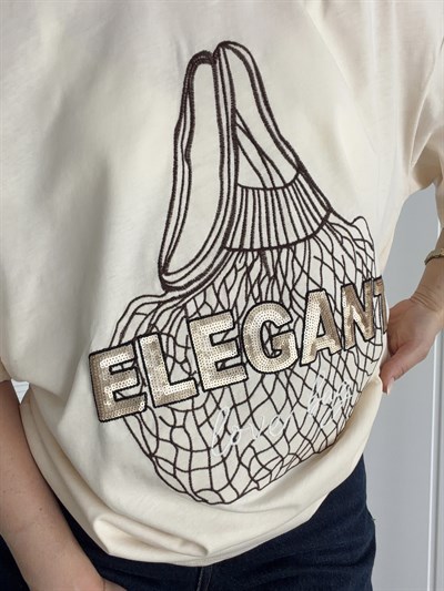 Oversize Tshirt Krem ELEGANT