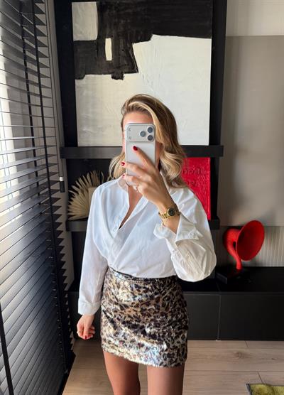 Payet Detaylı Mini Etek Leopar Desenli