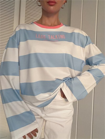 Uzun Kollu Baskılı Oversize Body LESS TALKING