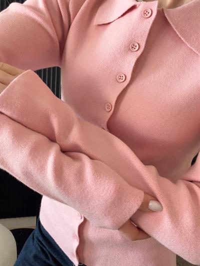 Vatkalı Triko Hırka Pembe