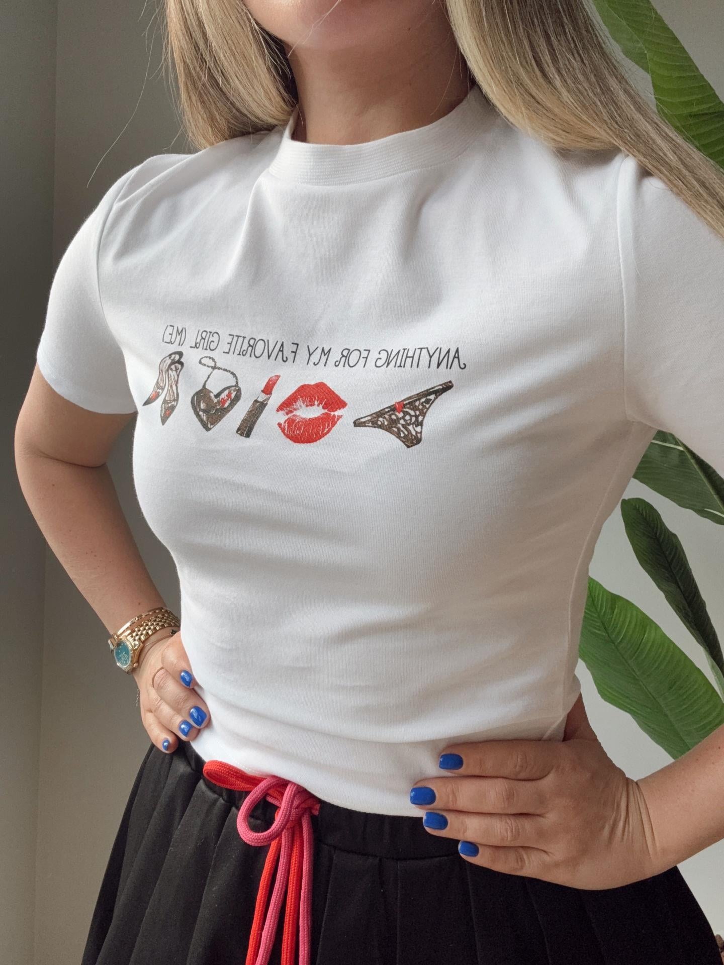 Baskı Detaylı Crop T-shirt