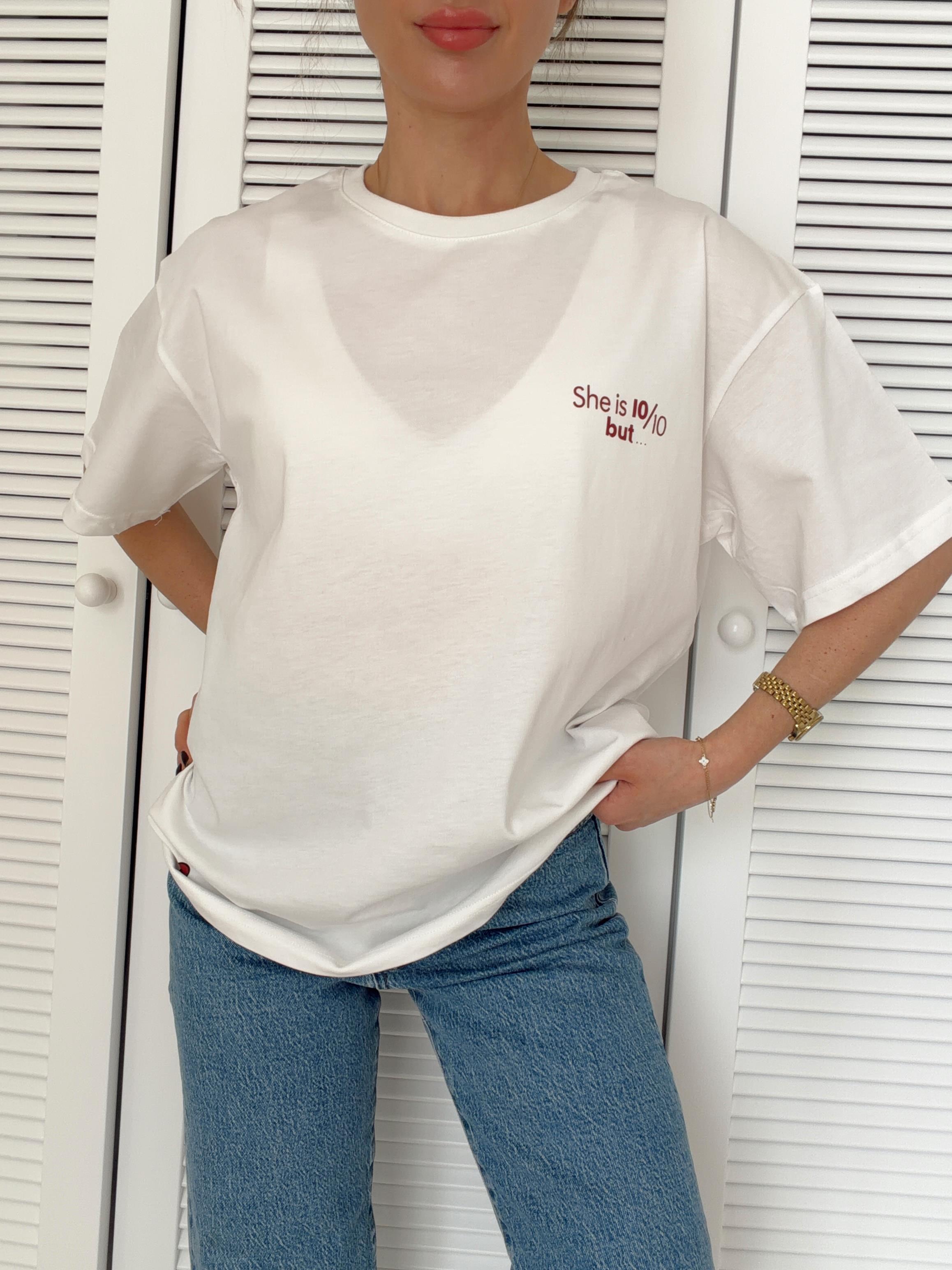 Baskı Detaylı Oversize Tshirt Kalpli