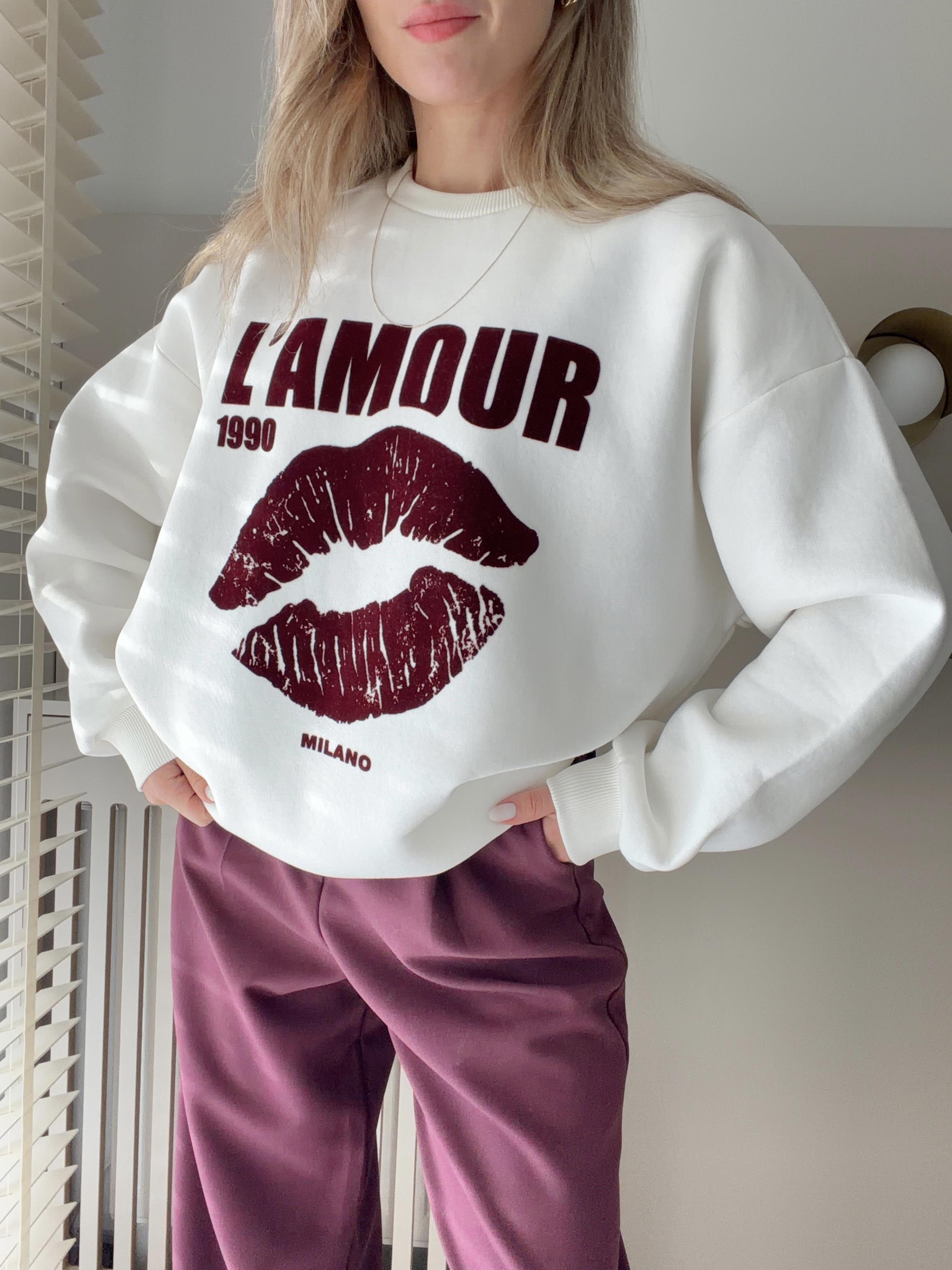 Baskı Detaylı Sweat LAMOUR Ekru