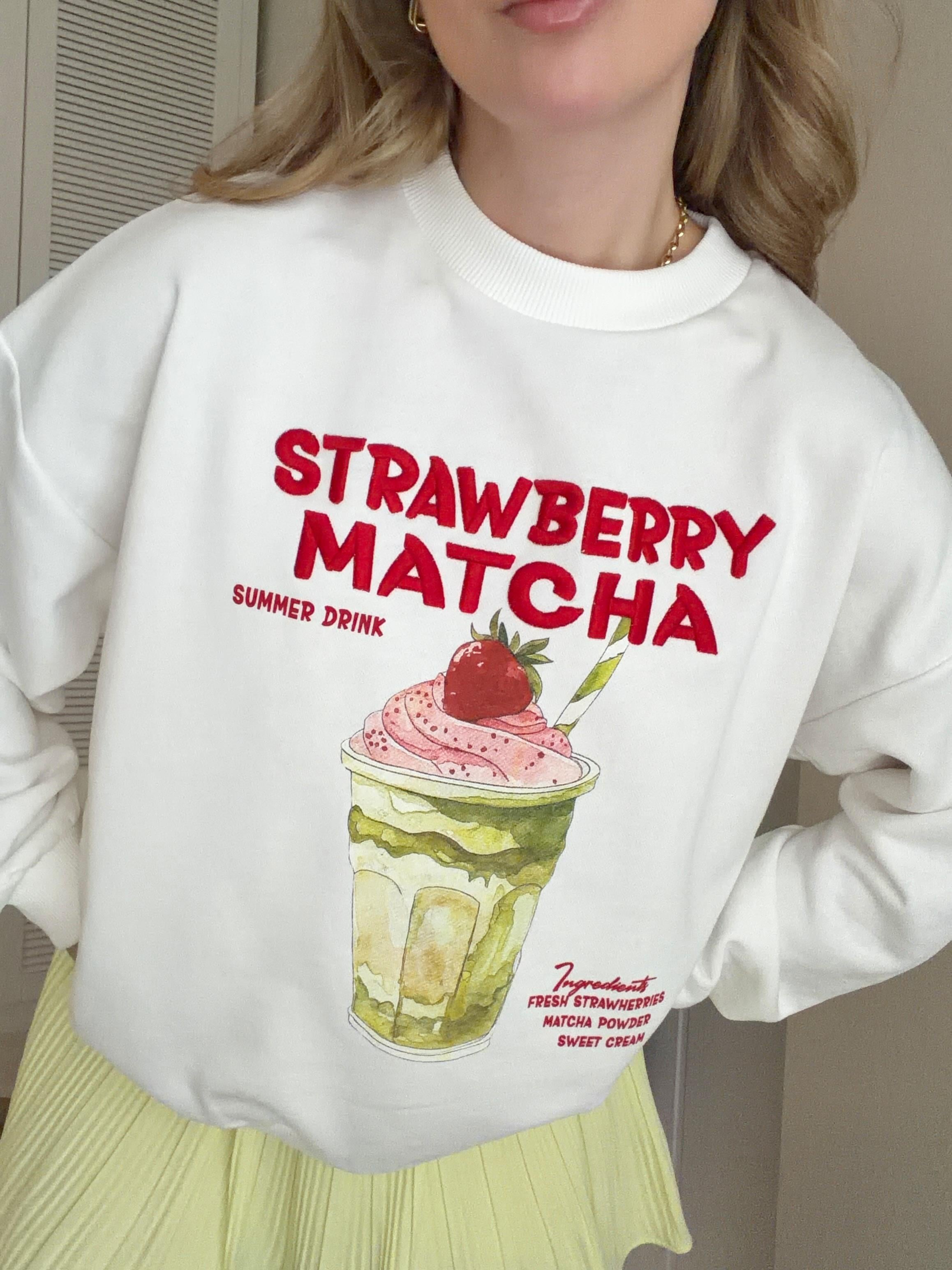 Baskı Detaylı Sweat Matcha Ekru