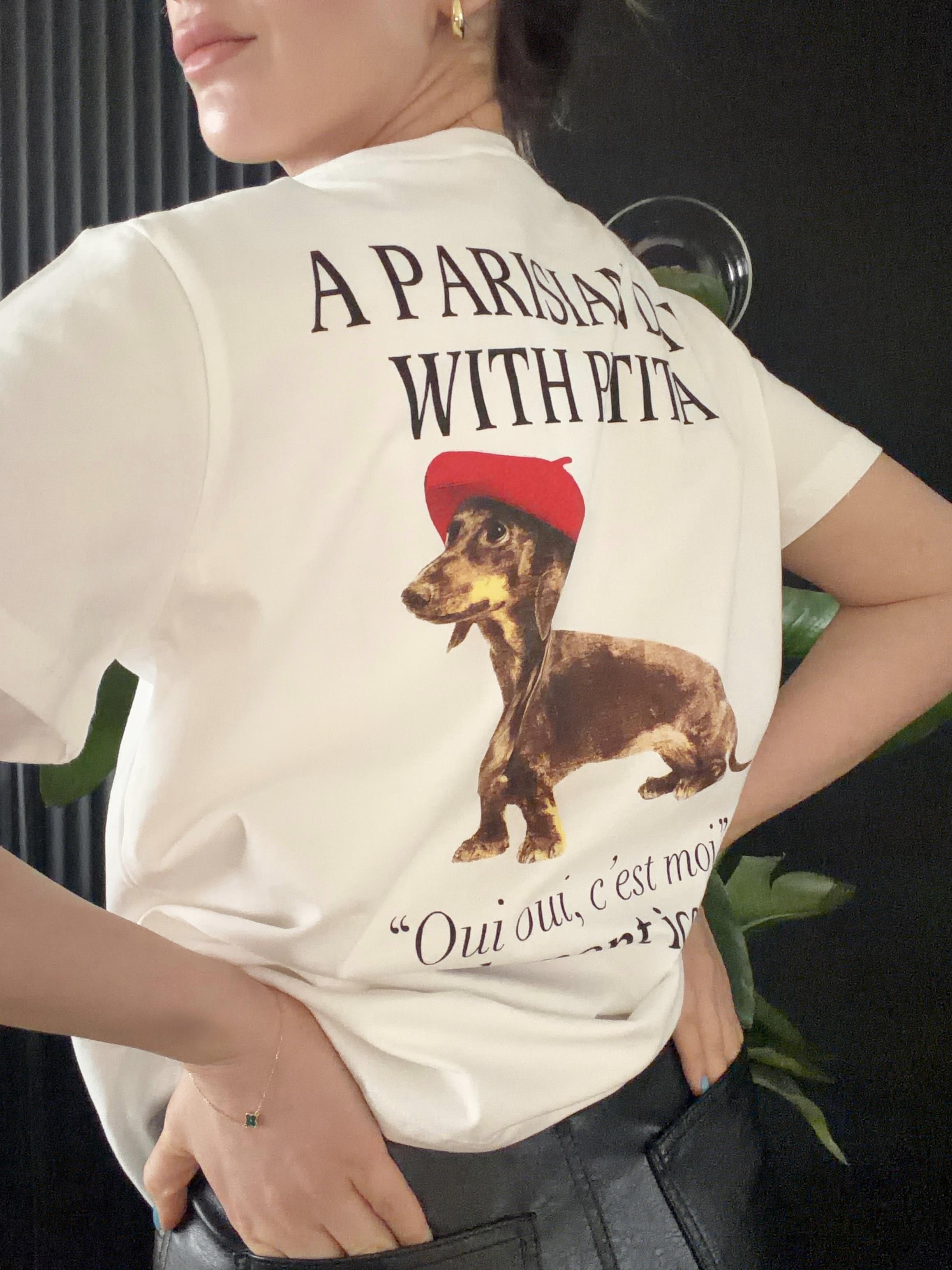 Baskı Detaylı Tshirt Ekru PARISIAN