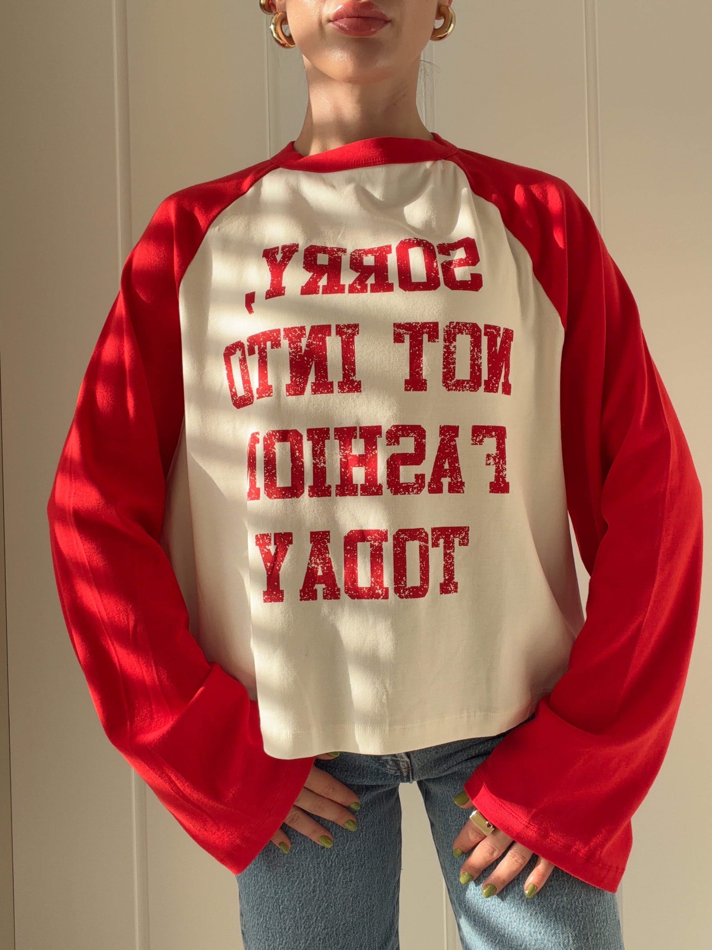 Baskı Detaylı Uzun Kollu Body Kırmızı 