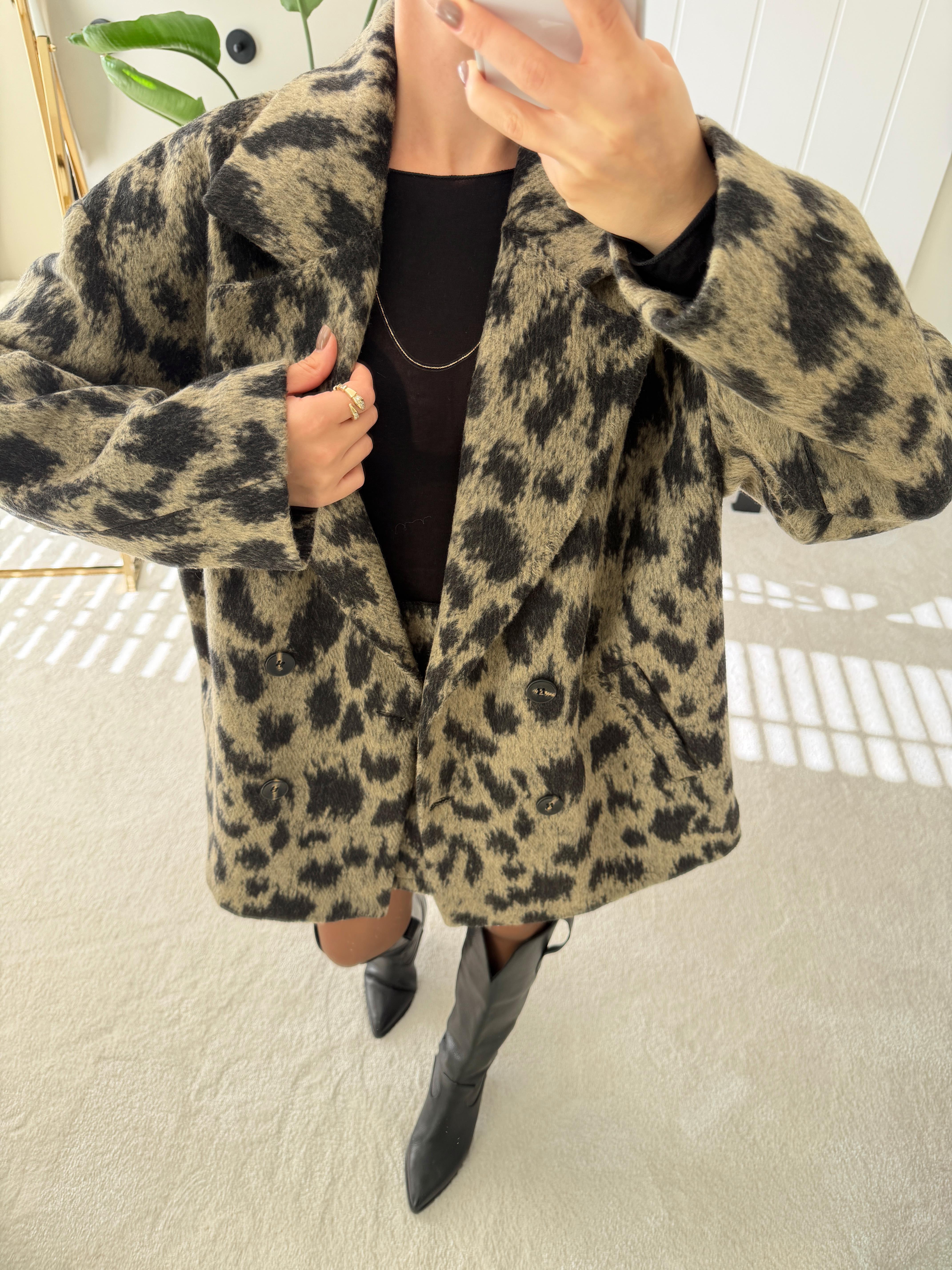 Desenli Oversize Kaban Ceket