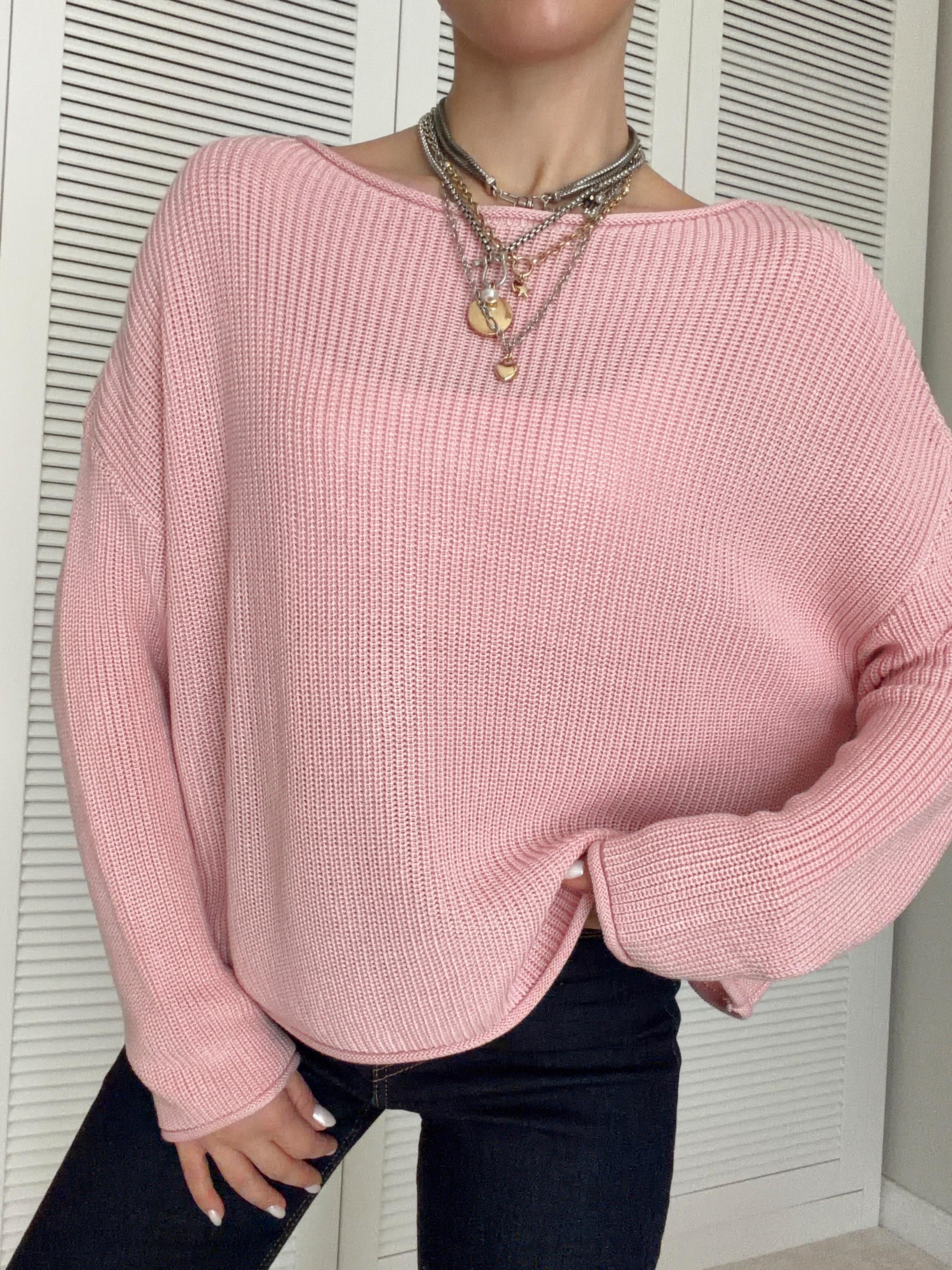 Fitilli Triko Kazak Pembe