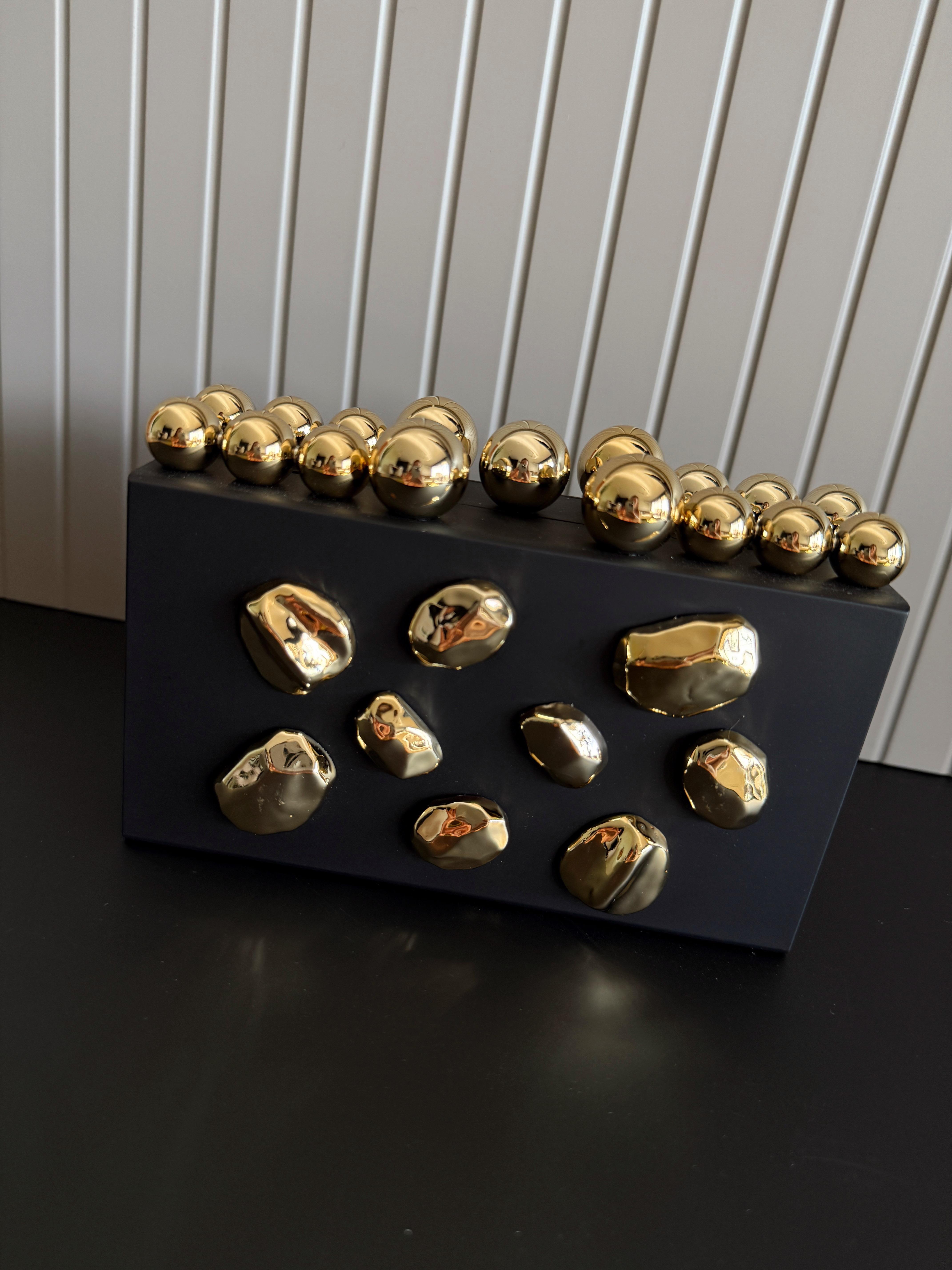 Gold Detaylı Clutch Siyah