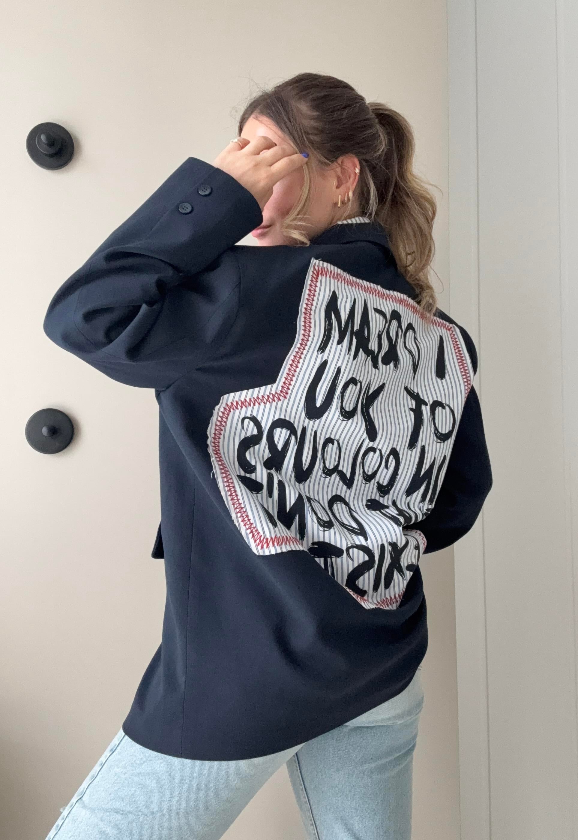 Gömlek Birleşik Oversize Blazer Ceket Lacivert 