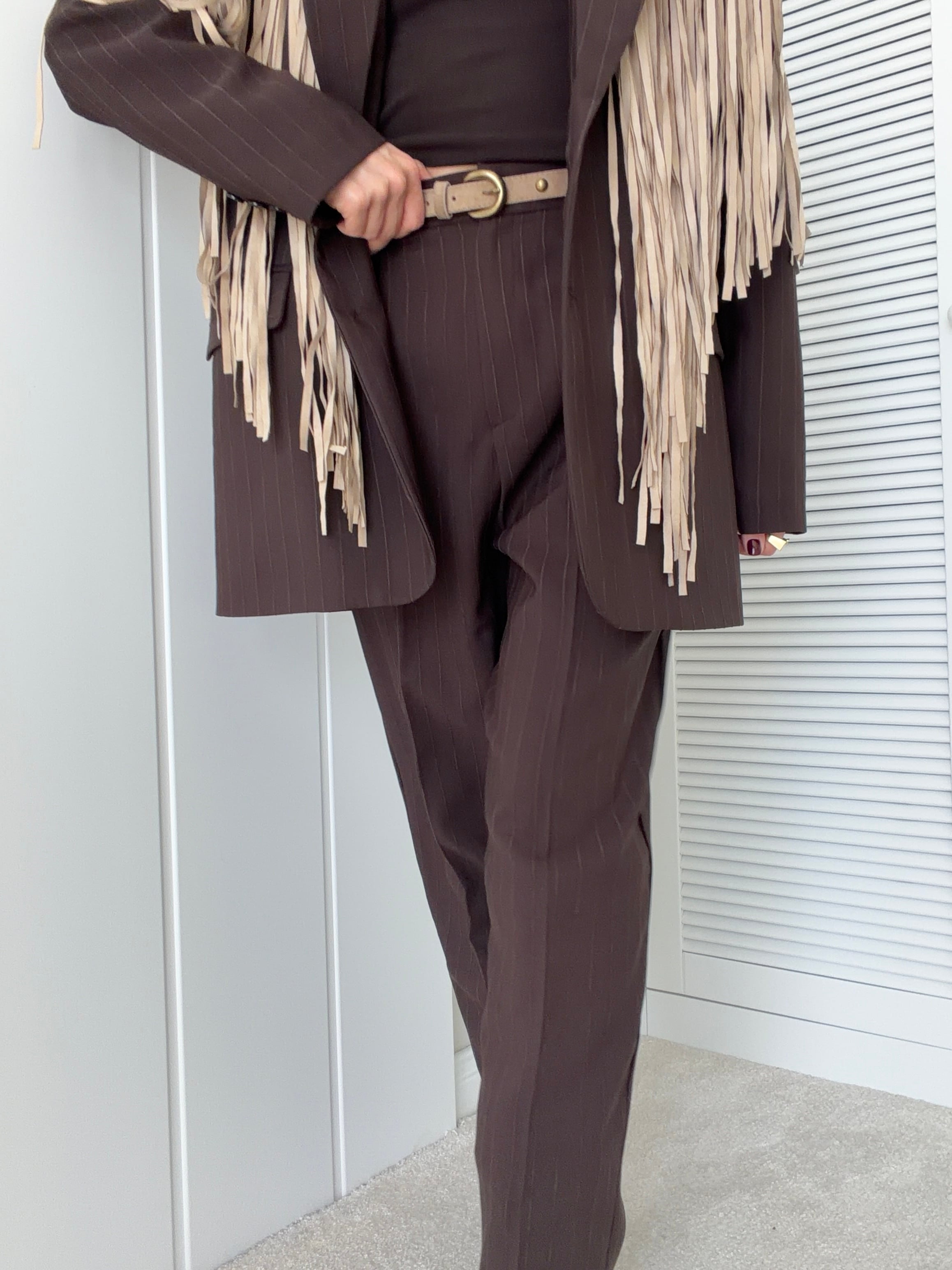Havuç Model Kemerli Pantolon Kahverengi
