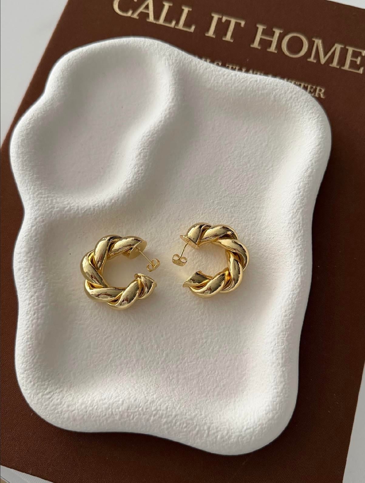 Kalın Burgu Halka Küpe Gold