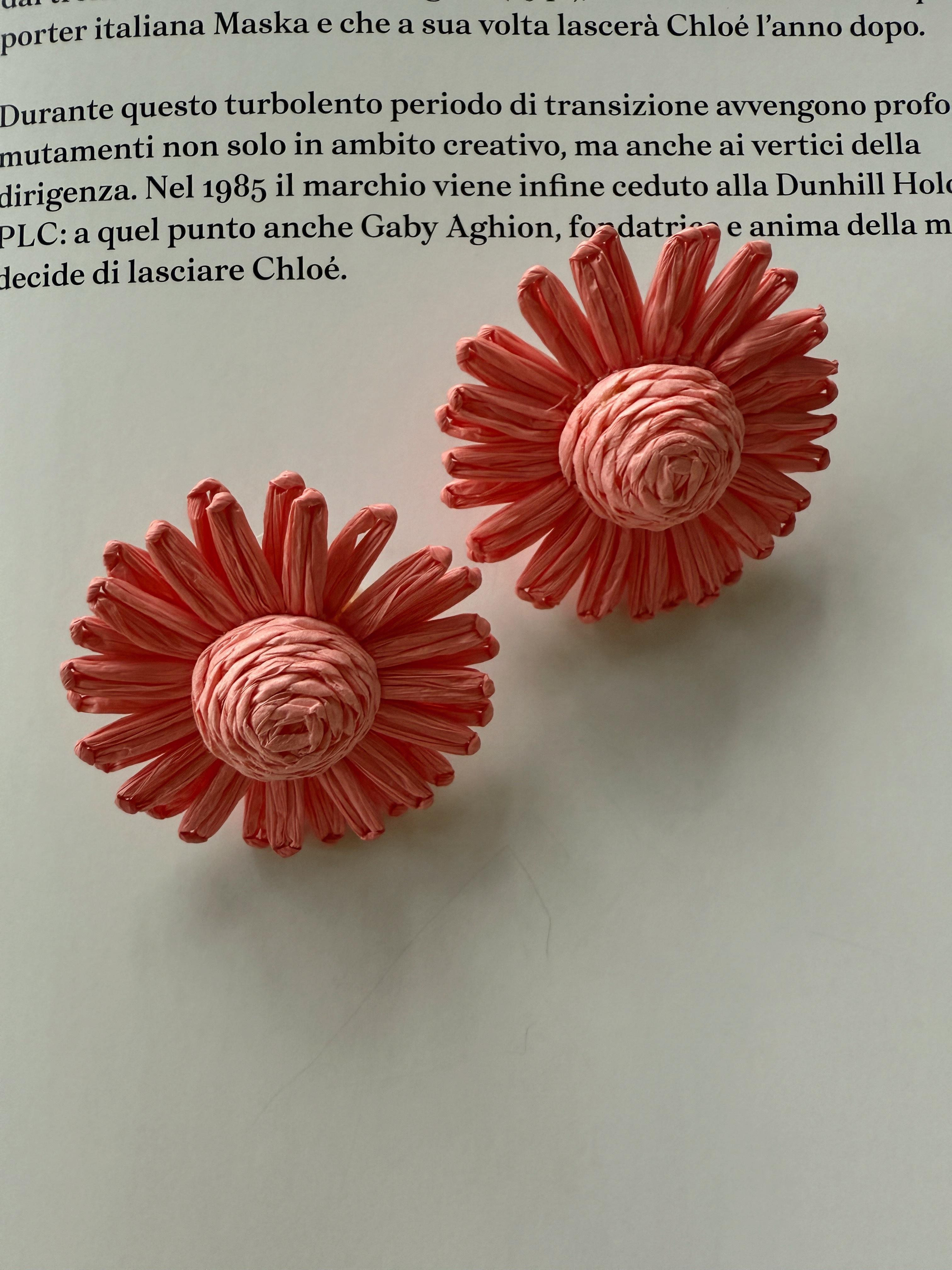 Tasarım Hasır Papatya Küpe Pembe