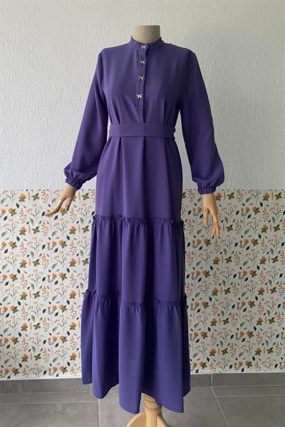 Katlı Elbise Lila