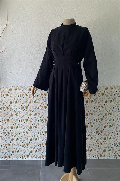 Modal Tensel Elbise Siyah