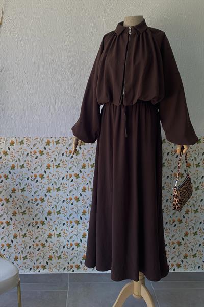 Premium Tensel İkili Takım Kahverengi