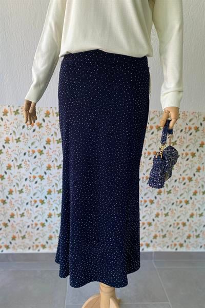 Taşlı Etek Lacivert