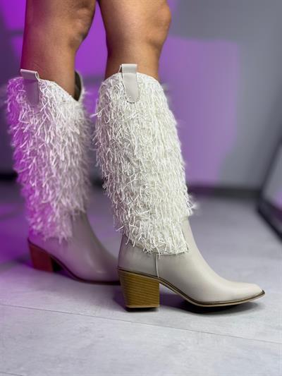 Bej Püskül Detaylı Çizme