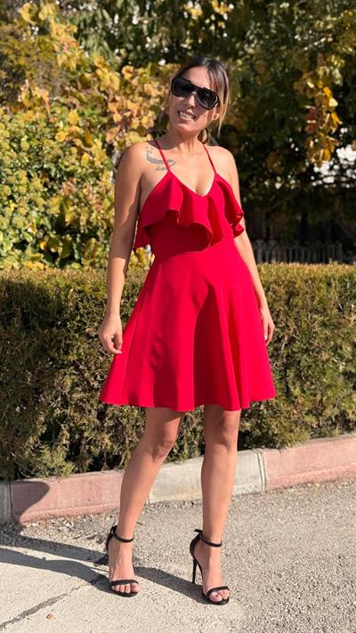 DUBLE KUMAŞ TASARIM MİNİ ELBİSE