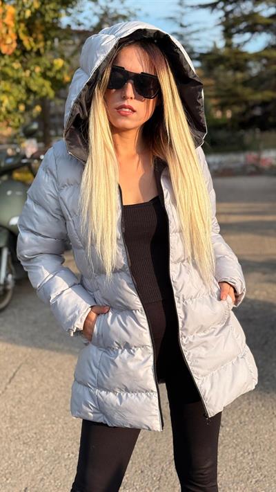 kapişonlu şişme mont