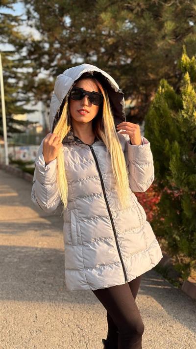 kapişonlu şişme mont