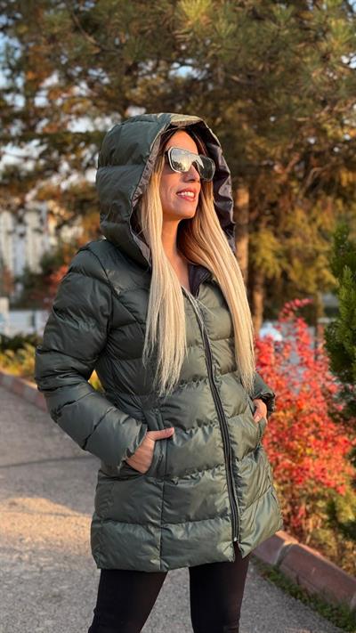 KAPİŞONLU YEŞİL ŞİŞME MONT