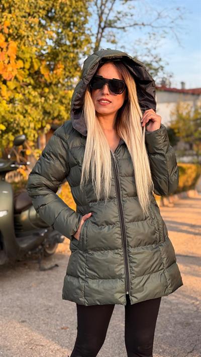 KAPİŞONLU YEŞİL ŞİŞME MONT