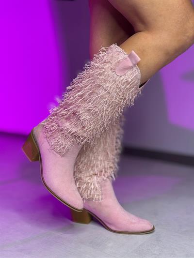 Pembe Püskül Detaylı Çizme