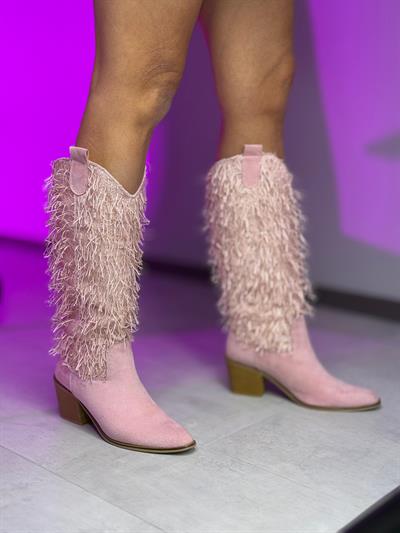 Pembe Püskül Detaylı Çizme