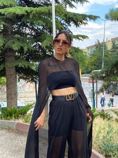 şifon pelerin takım