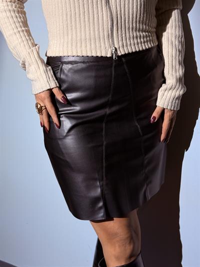 Siyah Cepli Mini Deri Etek