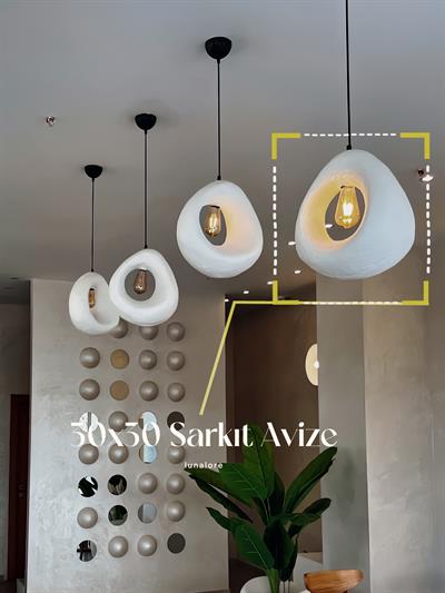 • Loval 30x30 Tekli Sarkıt Avize – Fiberglas Döküm, Beton Görünümlü